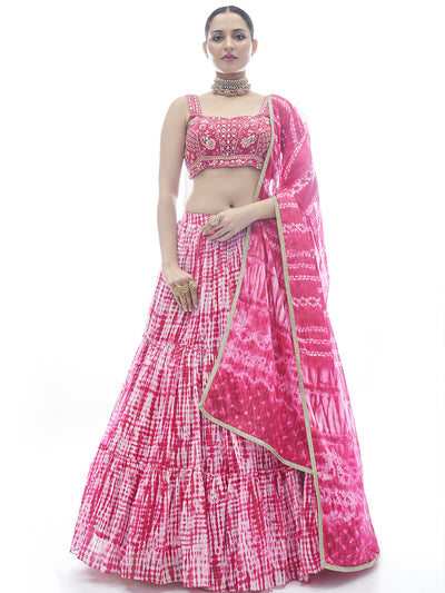 Pink Designer Jacquard Lehenga Choli With Hand Work & Thread