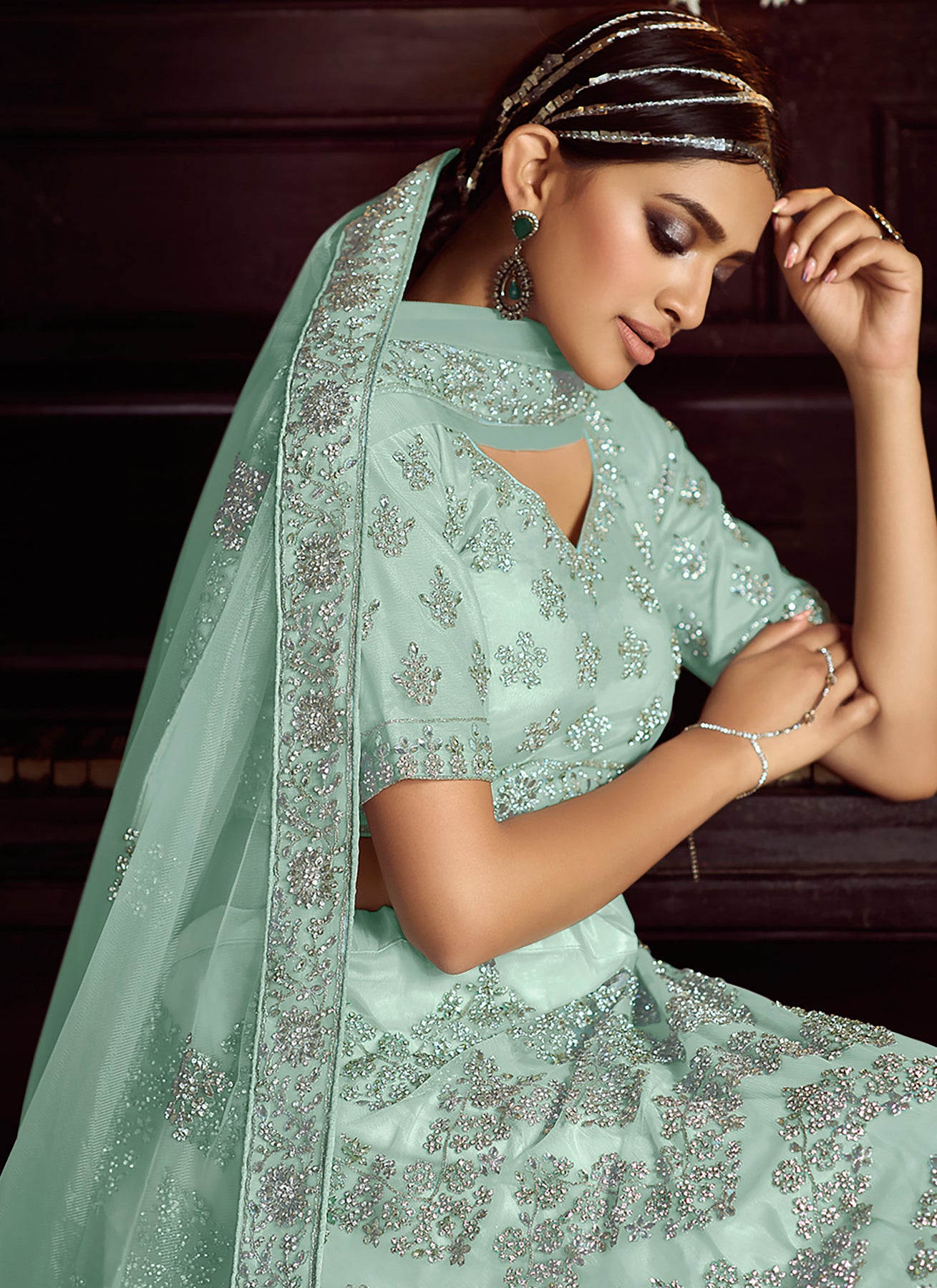Latest Designer Pista Green Color Lehenga Choli For Woman – Joshindia