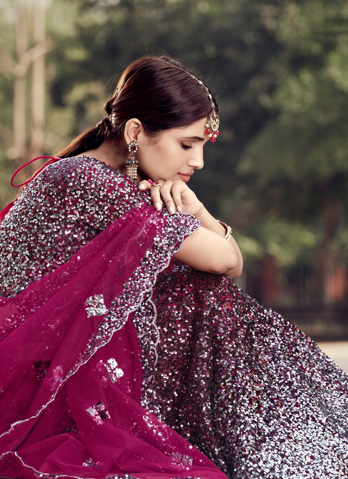 Wine Lehenga In Embroidered Velvet Matched With Pastel Pink Dupatta Online  - Kalki Fashion | Indian bridal lehenga, Lehenga, India clothes
